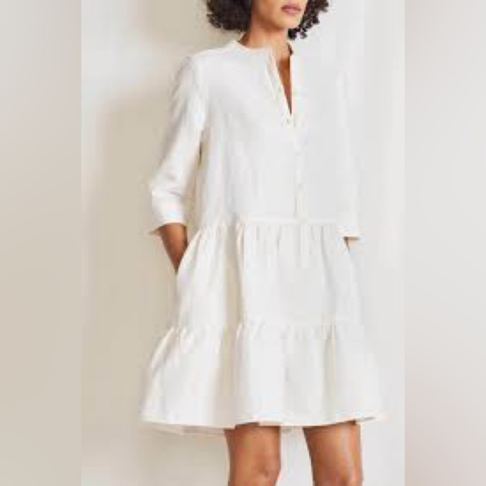 Apiece Apart Maurino linen cotton Drop Waist Mini Dress Sz S